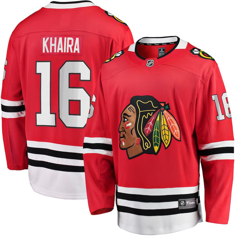 Men Chicago Blackhawks #16 Jujhar Khaira Fanatics Branded Red Home Team Breakaway Player NHL Jersey